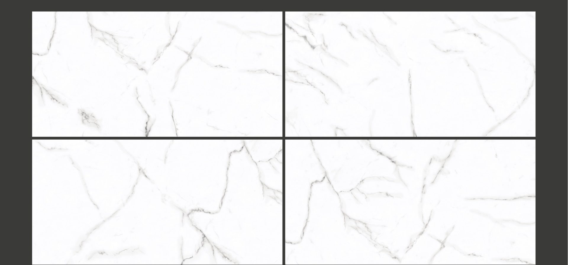 Carrelage grand format effet marbre, décor Emperia White, fini glossy, 600×1200mm.
