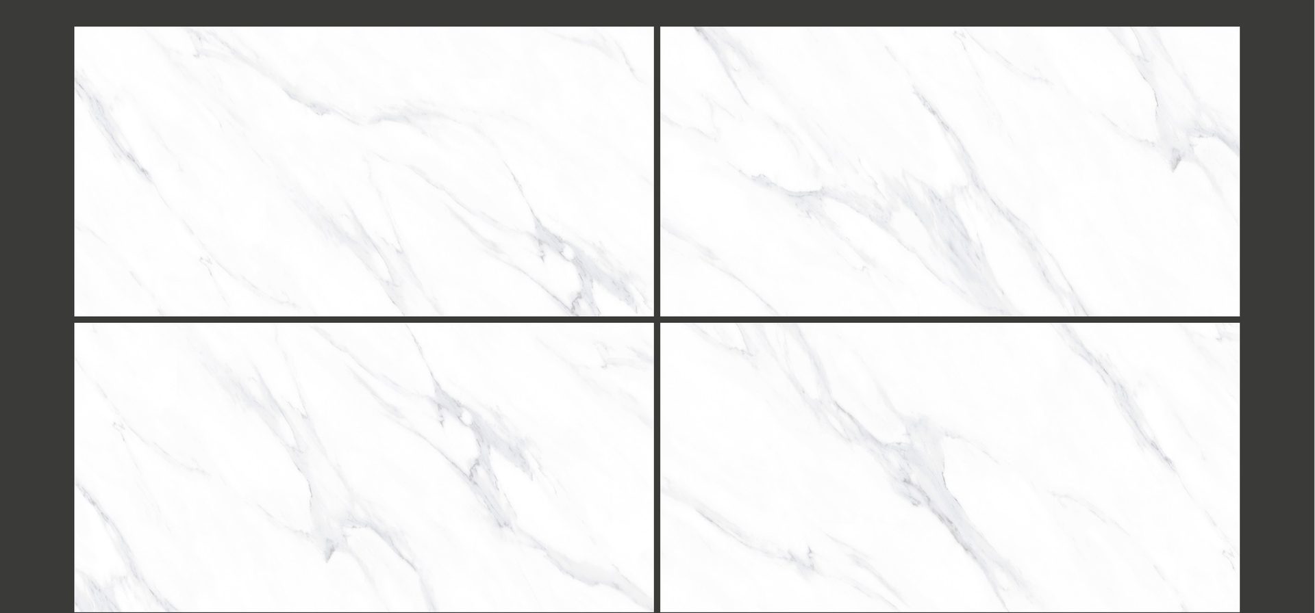 Carrelage grand format effet marbre, décor Prizma Statuario, fini glossy, 600×1200mm.