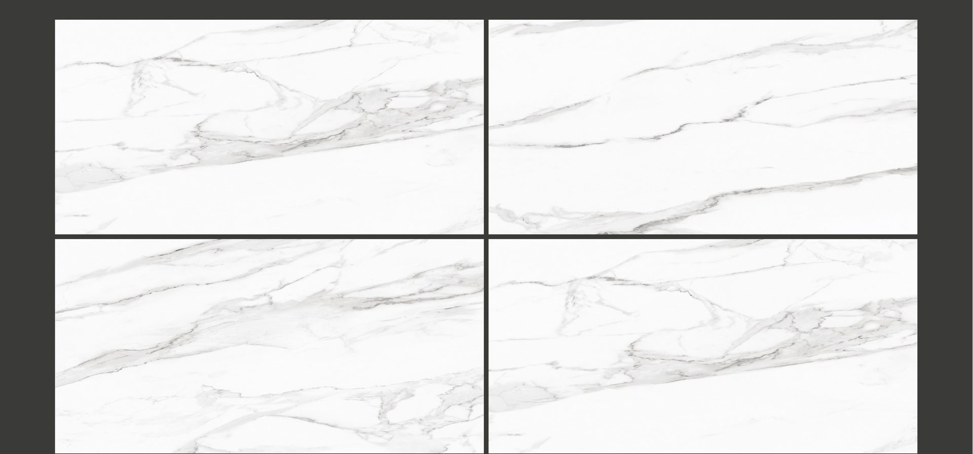 Carrelage grand format effet marbre, décor Zebraco Statuario, fini glossy, 600×1200mm.