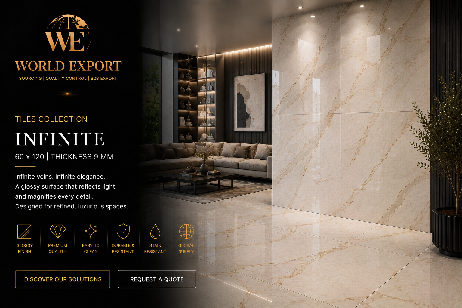 Affiche de marque World Export — Carrelage Infinite Collection, finition premium.