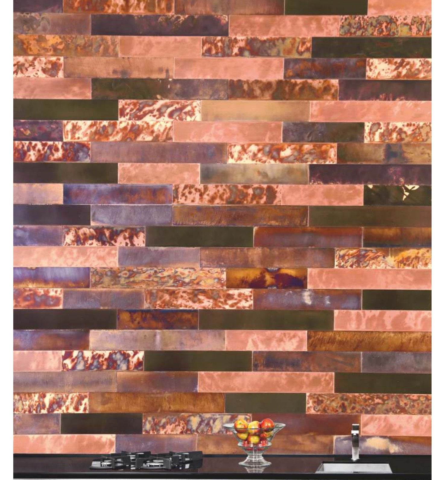 Panneau mural métallique Copper Inferno, cuivre, fabrication indienne.