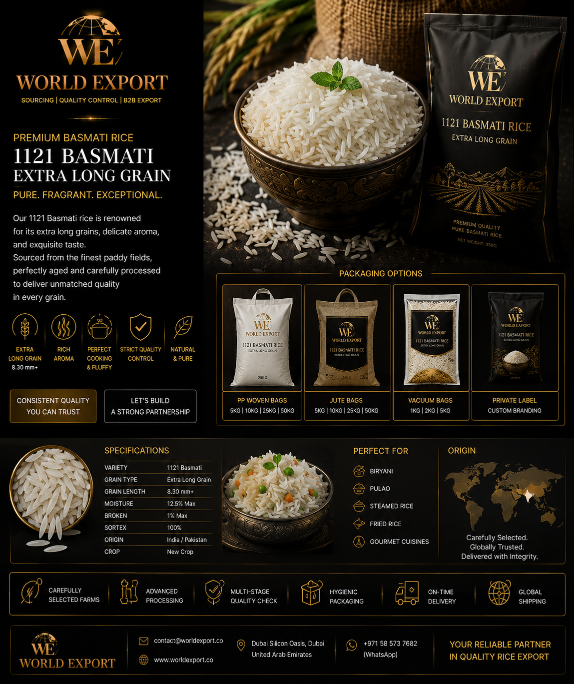 Affiche de marque World Export — riz Basmati 1121.