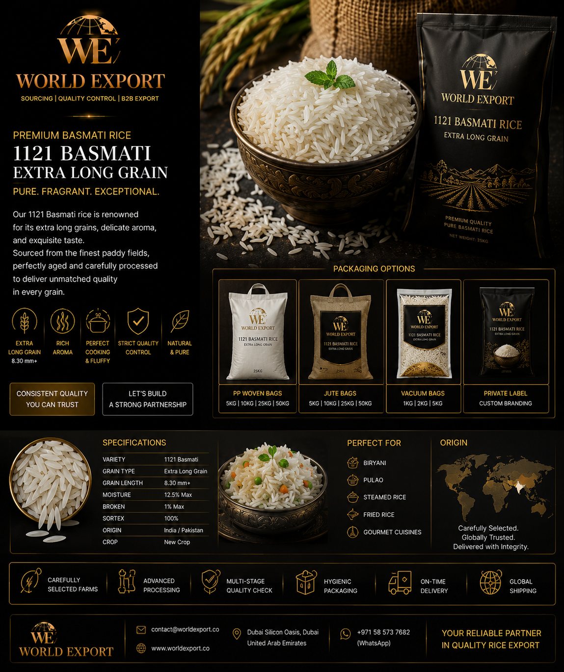 Affiche de marque World Export — riz Basmati 1121.