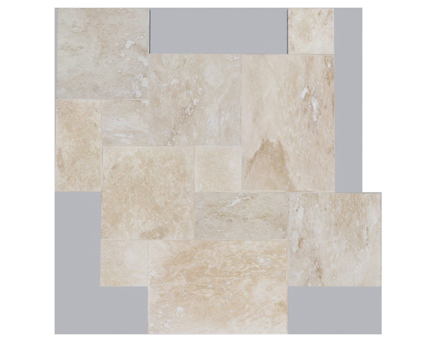 Dallage travertin Light, motif Opus, World Export & Co.
