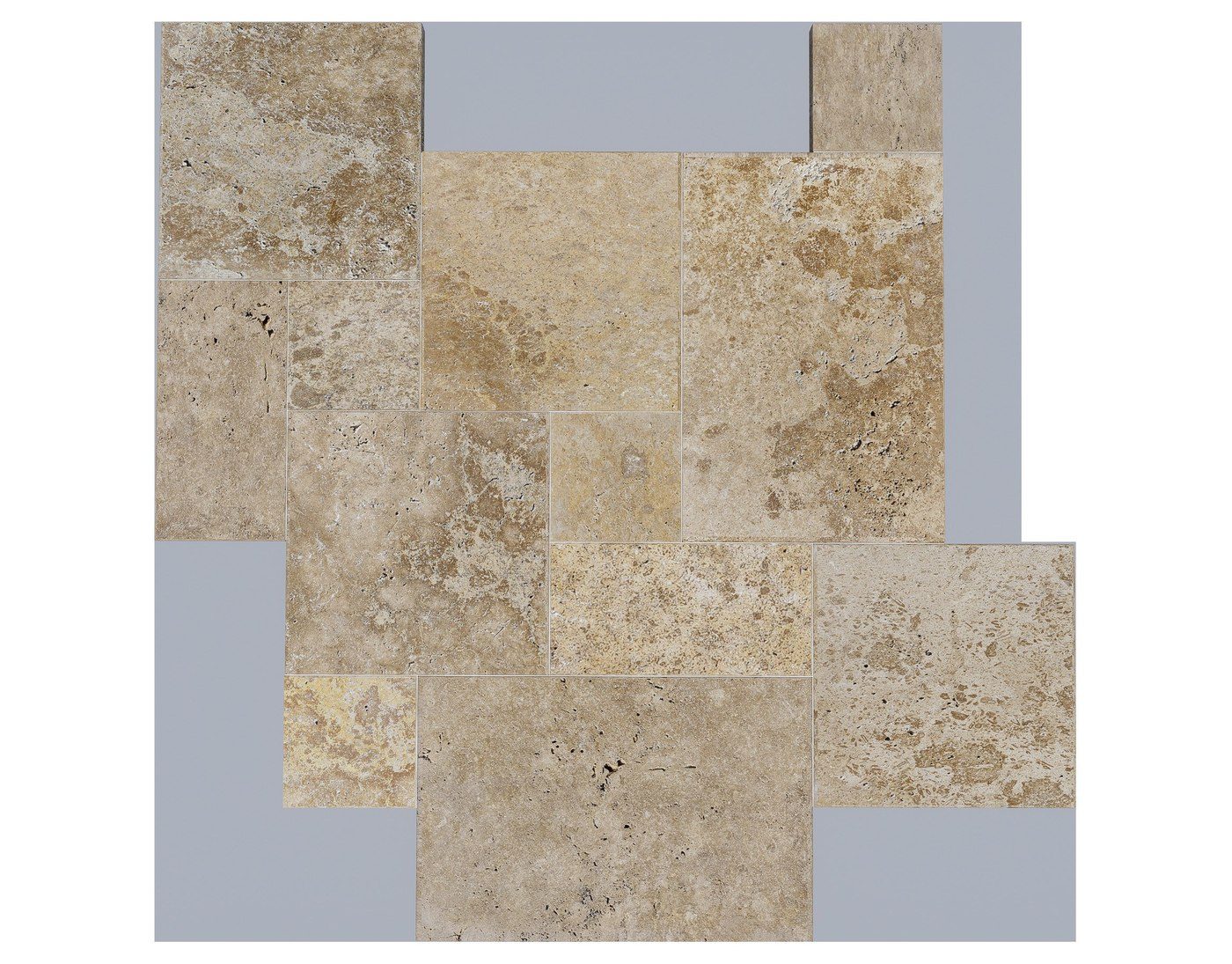 Dallage travertin Standard Mix, motif Opus, World Export & Co.