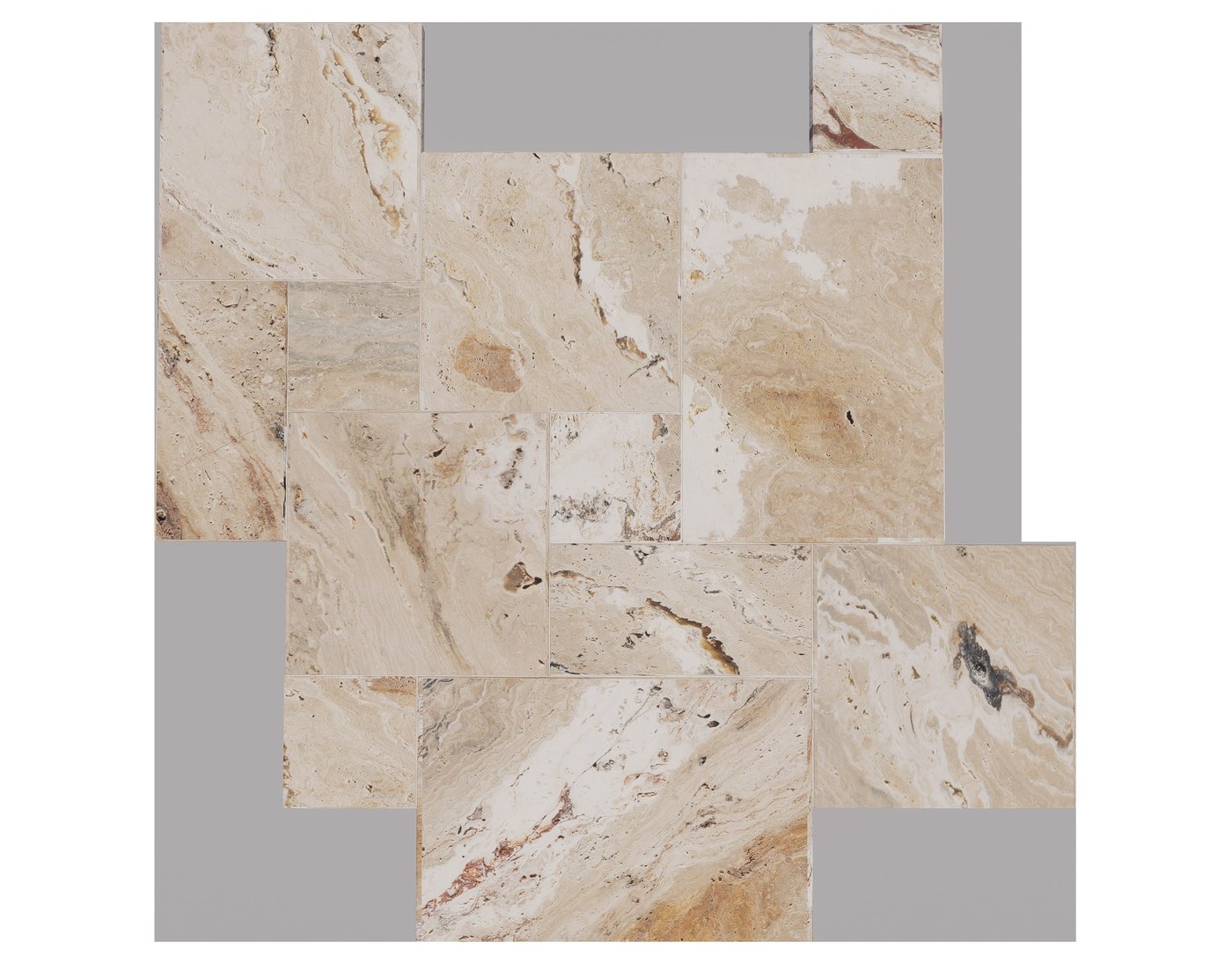Dallage travertin Valencia, motif Opus, World Export & Co.