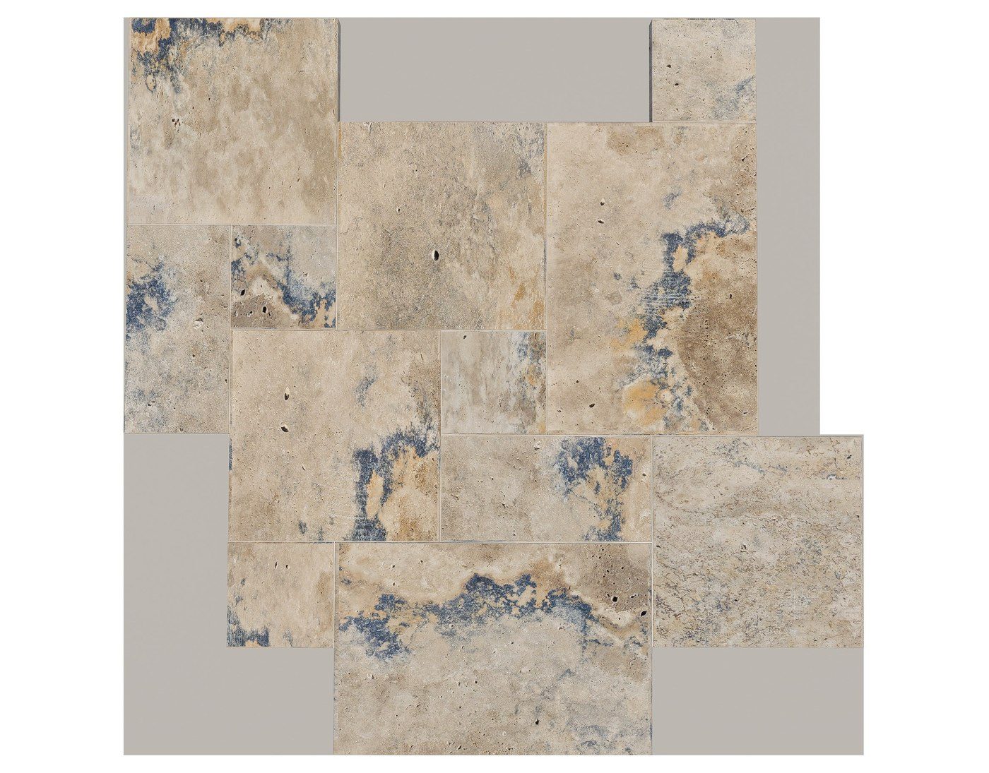 Dallage travertin Valetta, motif Opus, World Export & Co.